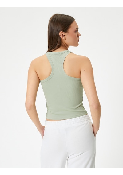 Koton Spor Atlet Bisiklet Yaka Ribanalı Slim Fit Yeşil 4sak30092nk