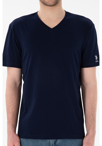 U.S. Polo Assn. Erkek Regular Fit  V Yaka Lacivert Basic Tişört 50305858-VR033