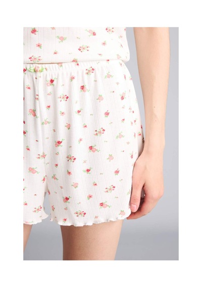 Defacto Regular Fıt Kısa Kollu Desenli 2li Ecru Pijama Takım G9932ax26smer98 Ekru-er98