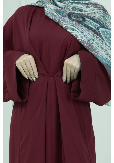 Sevitli Bağlamalı Maria Elbise-bordo-5339 Bordo
