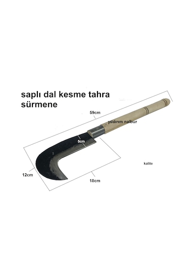 Sürmene Dal Kesme Bıçağı Orak Tırpan Ahşap Saplı Budama