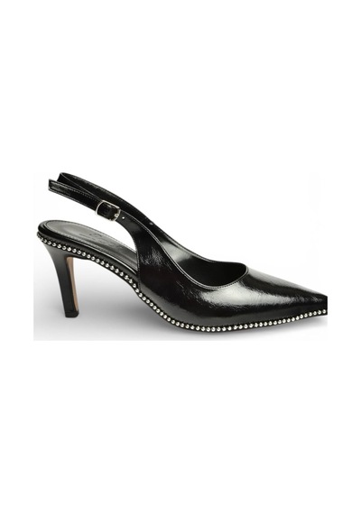 Fox Shoes Y572099760 Siyah Rustik İnce Topuklu Kadın Ayakkabı Siyah