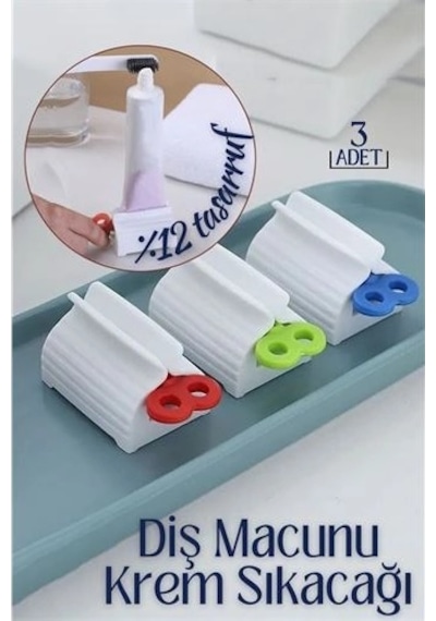 Diş Macunu Krem Sıkacağı 3 Lü Set Tuppo Design 719172