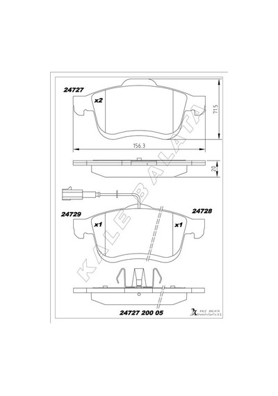 Kale 24727 200 05 Ans Kd13 Ön Balata Doblo 1.4 1.3d 1.6d 2.0d 10 Combo 1.4 12 1.3cdti 12 1.6cdti 12 2.0cdti 12 1605164-1605182-51928529 -