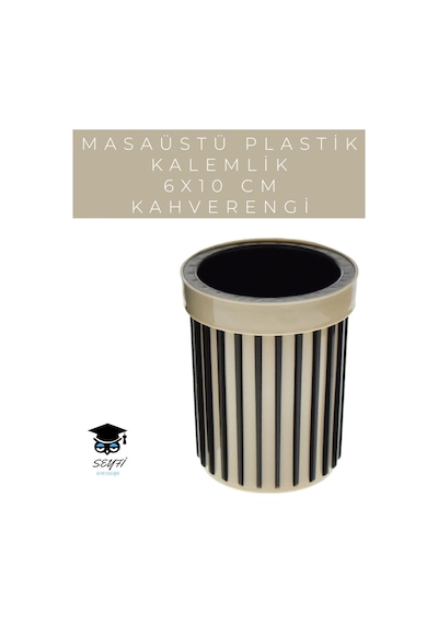 Masaüstü Plastik Kalemlik 6x10 Cm Renkli Kahverengi
