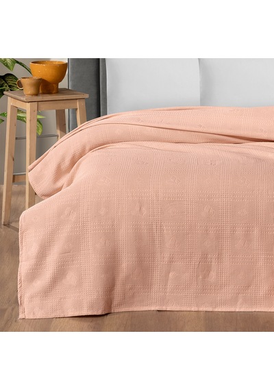 Maxstyle Tek Kişilik %100 Pamuk Pike Somon 160x220 Cm Renkli