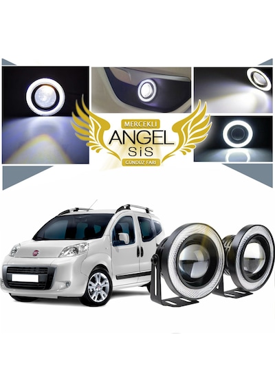 Fiat Fiorino Uyumlu, Universal Mercekli Led Sis Farı, 76mm Beyaz Renk