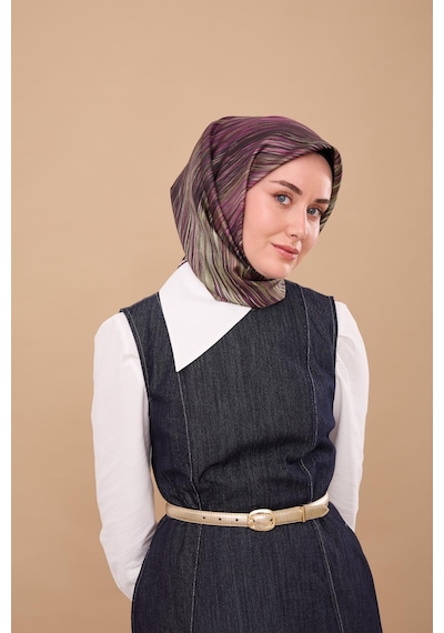 Silk Home Twill İpek Eşarp 11484-29 Mor, Yeşil, Menekşe, Koyu Yeşil