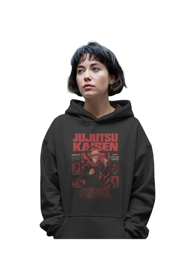 Sevbano Jujutsu Kaisen Itadori Yuji Anime Ön Baskılı Unisex Oversize Prem Siyah Sevbano Jujutsu Kaisen Itadori Yuji Anime Ön Baskılı Unisex Oversize Prem Siyah