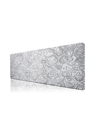 Pro - 6 Farklı Model Dikişli Kenar 70x30 Cm Oyuncu Gaming Mouse Pad White Map Lines