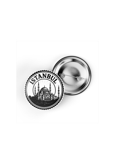5 Adet İğneli Çanta Rozeti - Süleymaniye Camii - İstanbul - 44 MM Çok Renkli