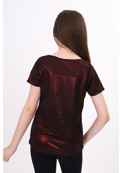 Toontoy Kids Kız Çocuk Kum Varaklı Tişört Bordo