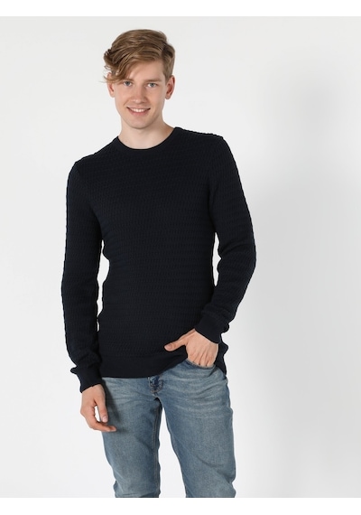 Colin's Slim Fit Bisiklet Yaka Triko Lacivert Erkek Kazak CL1056031_Q1.V1_NAV