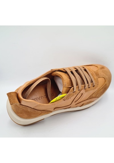 Mammamia D26ya-3575 Taba Renk Hakiki Deri Lastik Bağcıklı Kadın Günlük Casaul Sneaker Ayakkabı Taba