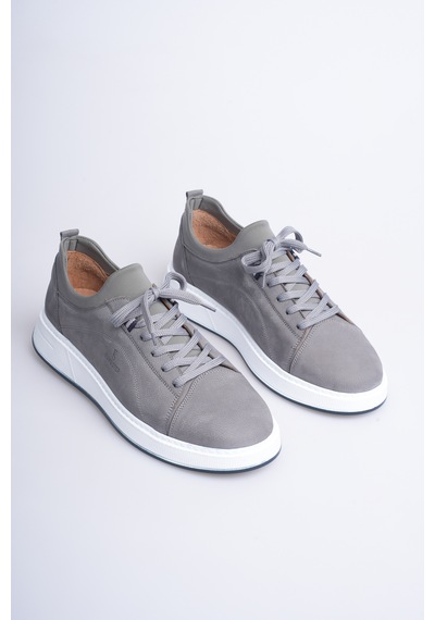 Fame Step Hakiki Deri Erkek Sneaker Ayakkabı Günlük Rahat Ortopedik Spor Como Gri