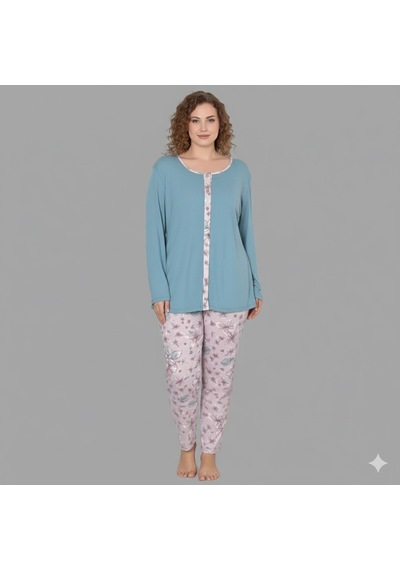 Alfa Aksesuar 03 Limissi Desenli Melisa Pijama Takımı Buz Mavi