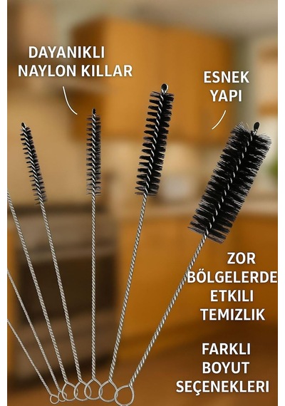 10 Adet Çok Amaçlı Pipo Temizlik Ve Pipet Kamış Temizleme Fırça Seti Rd54 Ayarlanabilir Dimi Yok