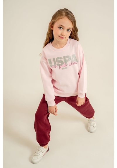 U.S. Polo Assn. Kız Çocuk Baskılı Pembe Uzun Kol Eşofman Takımı Us2711-c-v2 Us2711-c-v2