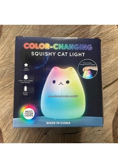 Dmr Pufuduk Lamba Mini Kedi Oyuncak Silikonlu 8 Farklı Led Işıklı Lamba Renkli