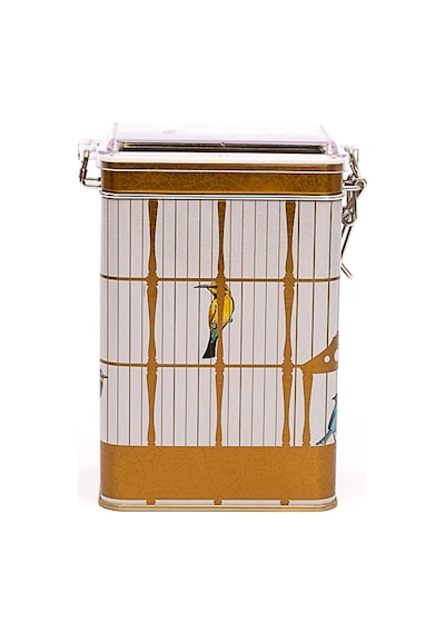 Bird Cage Desenli Kilitli Kapaklı Dikdörtgen Metal Saklama Kabı 7.5 x 10 x 15 CM 1 L