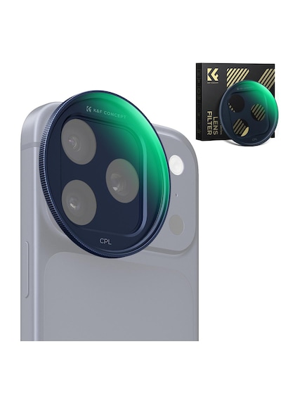 K&f Concept İphone 17 Pro Max/17 Pro İçin Geçmeli Cpl Filtre - Nano-x Serisi Optik Black