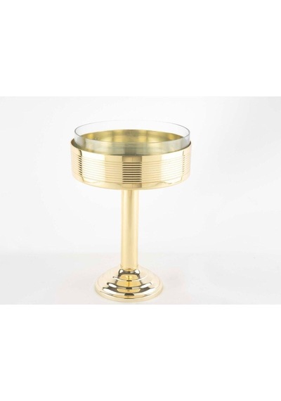 Gold Cam Ayaklı Meyve Kasesi 21x30cm