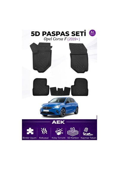 Opel Corsa F 2019+ Araca Özel Havuzlu "karbon" Paspas Takımı