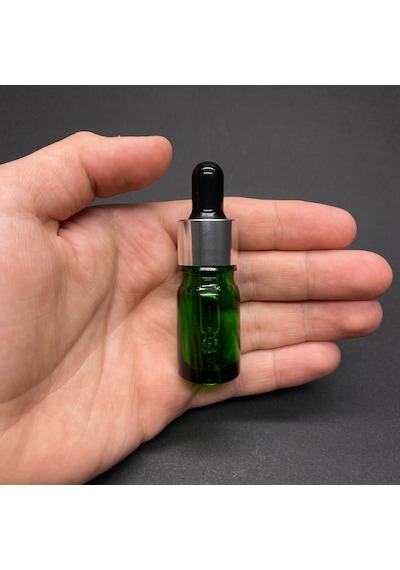 Cam Damlalıklı Şişe Gümüş Metal Kapak Yeşil 5 ML