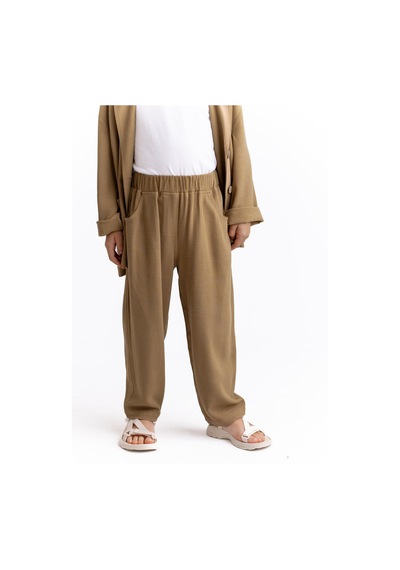 Oliven The Kid Unisex Klasik Keten Pantolon Caramel Caramel Kahverengi