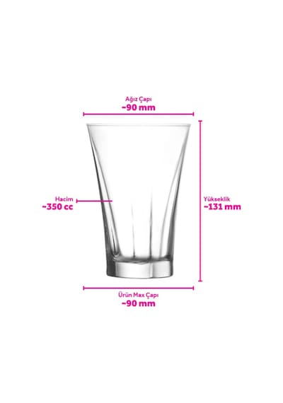Lav Truva Cam Meşrubat Bardağı 6'lı 350 ml (Büyük Su Bardağı )