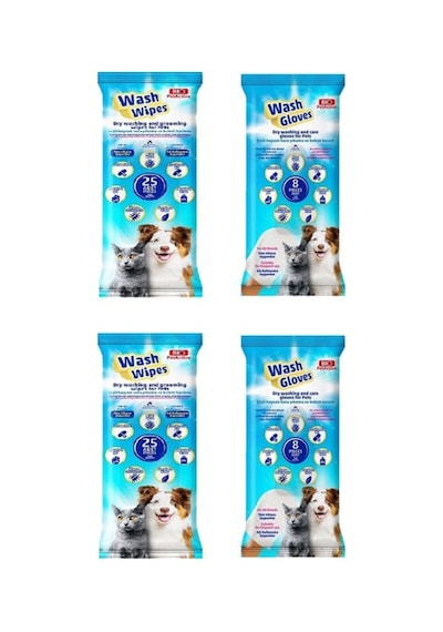 Bio Pet Active Wash Gloves + Wash Wipes Karma 4 Lü Paket