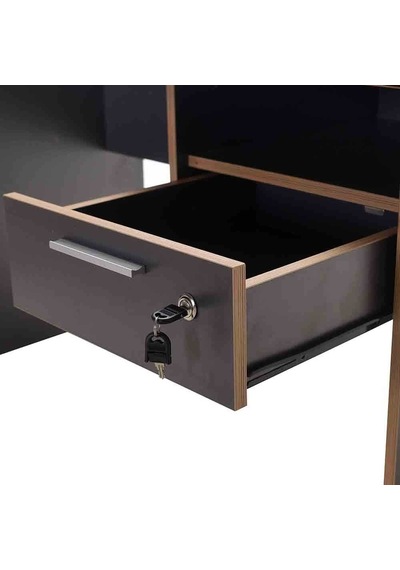 Concept Kilitli Çekmeceli Çalışma Masası-antrasit-kontra 120x75x60 Cm Gxyxd