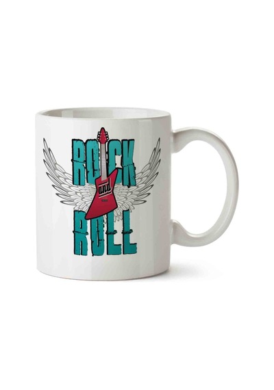Rock And Roll Porselen Kupa Bardak Beyaz
