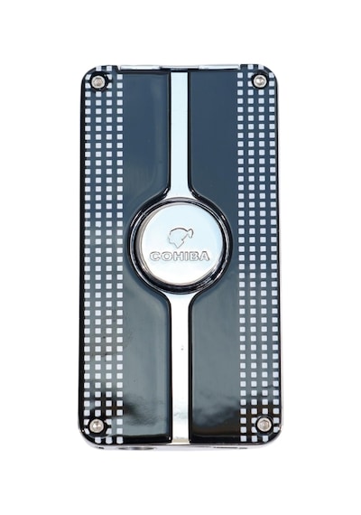 Cohiba 3 Torch Pürmüz Delicili Siyah Beyaz Nokta Desenli Metal Puro Çakmağı - Tr9487