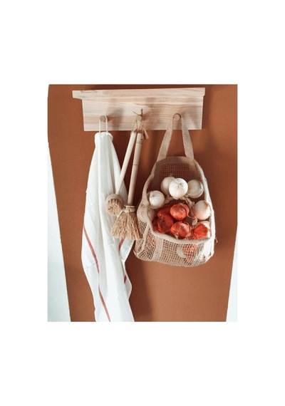 Ahşap Raflı Duvar Askılığı-35cm Doğal Ahşap Doğal Ahşap