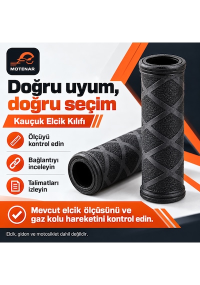 Motenar Motosiklet Kauçuk Elcik Kılıfı Siyah 2 Adet
