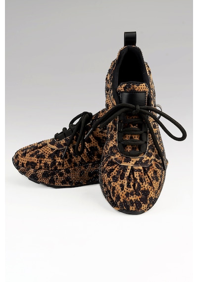 Tw Tonny White New York-119 Taşlı Spor Ayakkabı Leopar