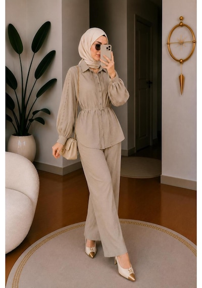 Hira Life Fashion Kadın Kolu Taş Detaylı Bel Bağlamalı Salaş Keten Gömlek Pantolon İki 'li Şık Takım Bej Bej Hira Life Fashion Kadın Kolu Taş Detaylı Bel Bağlamalı Salaş Keten Gömlek Pantolon İki 'li Şık Takım Bej Bej