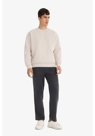 Defacto Relax Fit Bisiklet Yaka Sweatshirt E9536ax25aubg766 Bej