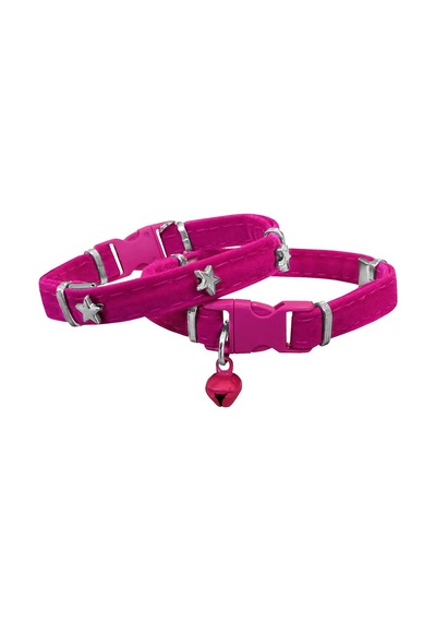 Markapet Kadife Kedi Boyun Tasması Yıldızlı 20-32 Cm Pembe