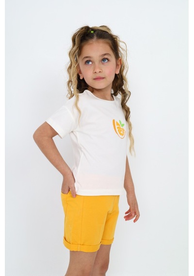 Toontoy Kids Toontoy Kız Çocuk Baskılı Şortlu Takım Ekru