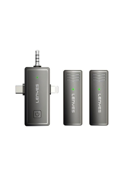 Kablosuz Yaka Mikrofonu Lenyes Lm202 3in1 Type-c&lightning&3,5mm Portlu Siyah