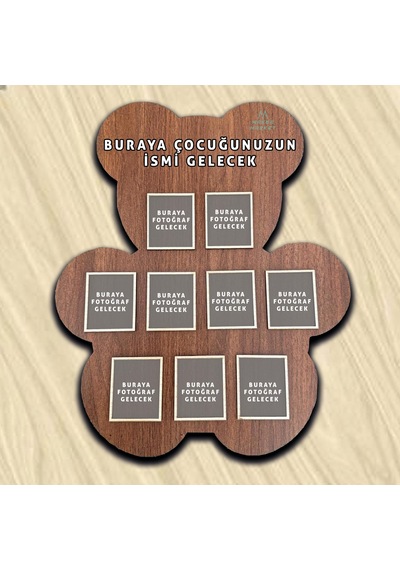 Ayı Teddy Çocuk Ve Bebekler İçin Ayaklı Fotoğraf Çerçevesi - 9 Fotoğraflı -729 04