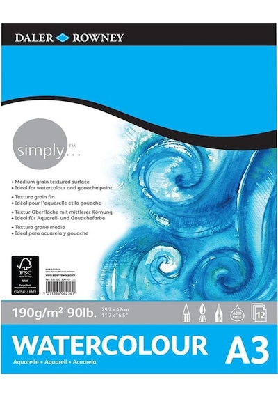 Daler Rowney Simply Watercolour Pad 12 Yaprak 190g A3