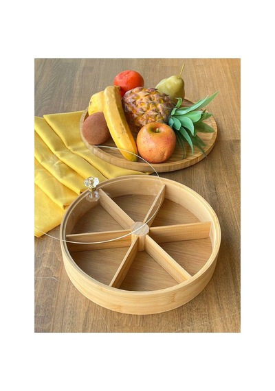 Bambu 6 Bölmeli Kahvaltılık & Çerezlik Akrilik Kapaklı 20 Cm