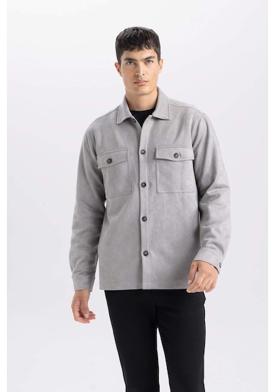 DeFacto Regular Fit Polo Yaka Süet Gömlek Ceket D3379AX25SPGR308