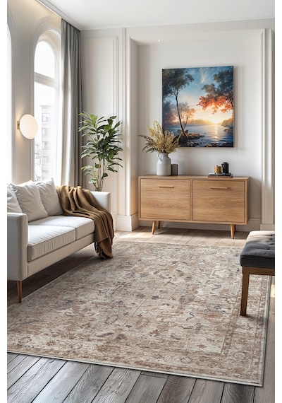 Buhara 0742 Mavi Serisi Vintage Modern Eskitme Etnik Desenli Otantik Salon Halısı