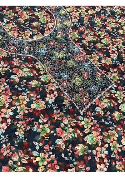 İşlemeli Hint Elbise Kumaşı 370x110cm Model 11 Renkli