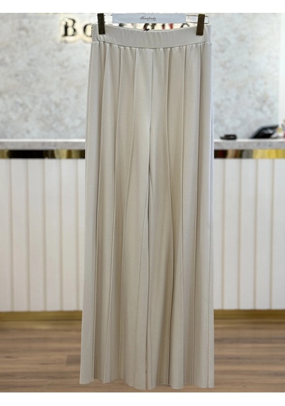 Sentez Sz-5612-t Taş Renk Liora Geniş Paça Örme Pantolon 2