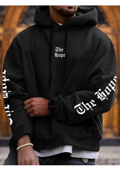 Startmore Adrift The Hope Renkli Baskılı Oversize Kapüşonlu Sweatshirt Beyaz Siyah